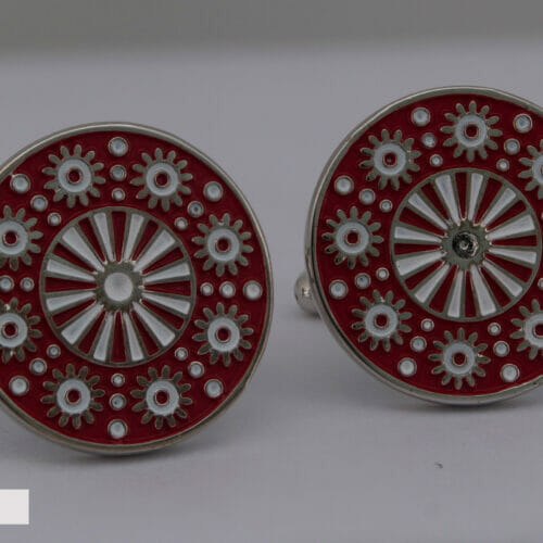 Red Cufflinks With Pattern before Image Retouching