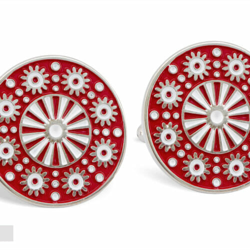 Red Cufflinks With Pattern After Image Retouching