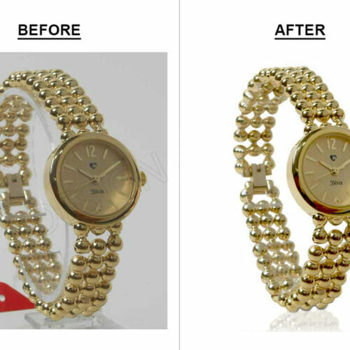 Female Golden Wristwatch Product Image Editing