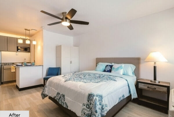 Stylish Bedroom After Real Estate HDR Photo Editing